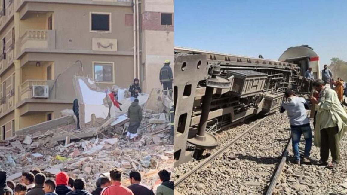 غضب وحزن في مصر بعد كارثتي "قطر الغلابة" وانهيار عقار "جسر السويس"