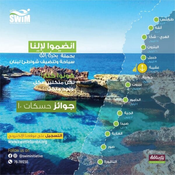 حملة “بحرك الك” لجمعية SWIM LEBANON تحط رحالها في أنفة وطرابلس السبت والأحد