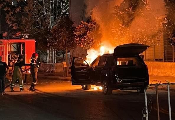 حريق داخل سيارة في النبطية