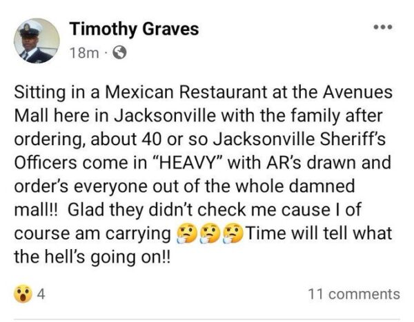update: the incident at The Avenues Mall in Jacksonville, F.L. was a physical altercation 2 update: the incident at The Avenues Mall in Jacksonville, F.L. was a physical altercation