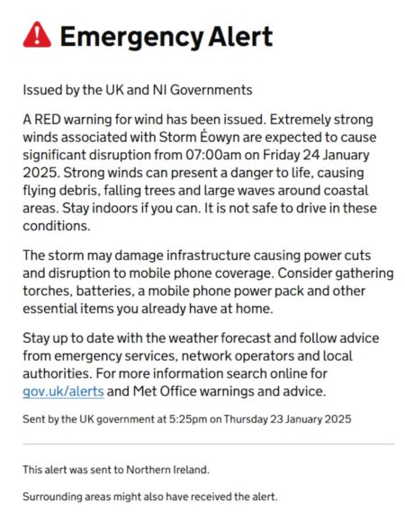 Emergency alert issued by the Government of United Kingdom and Northern Ireland’s post image