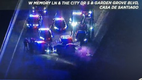 VIDEO; Police exchange gunfire with a shooting suspect in Orange, California 1 VIDEO; Police exchange gunfire with a shooting suspect in Orange, California