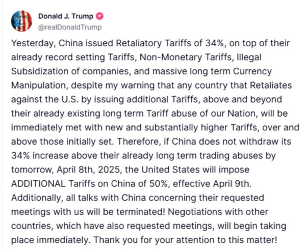 White House confirms Trump's tariffs on China to reach 104% 1 White House confirms Trump's tariffs on China to reach 104%