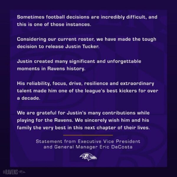 Baltimore Ravens release Justin Tucker amid sexual misconduct allegations 1 Baltimore Ravens release Justin Tucker amid sexual misconduct allegations