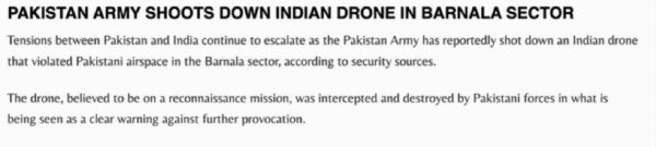 Indian drone has been shot down