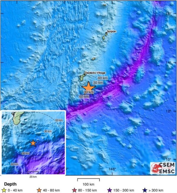 An earthquake with a magnitude 
