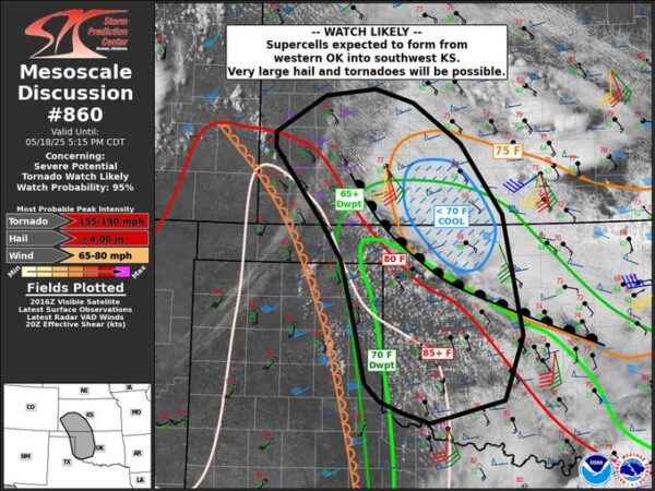 TORNADO WATCH WILL BE ISSUED ACROSS WESTERN OKLAHOMA & SW KANSAS 1 TORNADO WATCH WILL BE ISSUED ACROSS WESTERN OKLAHOMA & SW KANSAS