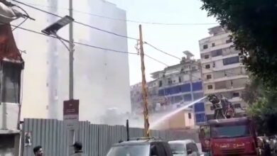 بالفيديو: حريق قرب المحكمة الشرعية في الطريق الجديدة