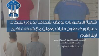بينهم سورية.. شعبة المعلومات توقف شبكة دعارة وخاطفين يبتزون فتيات من شبكات أخرى