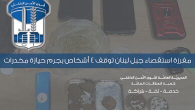 ملاحقة واسعة لمروجي المخدرات في جبل لبنان: توقيف 4 أشخاص بحوزتهم مواد مخدرة