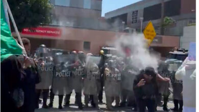 VIDEO: Clashes Erupt Outside LA Federal Detention Center Amid Heavy Security Presence
