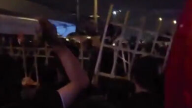Footage from the protest outside the American embassy in Baghdad, Iraq