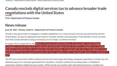 Canada Drops Tax Targeting U.S. Tech Firms; Carney to Resume Trade Talks, Aiming for Deal by July 21