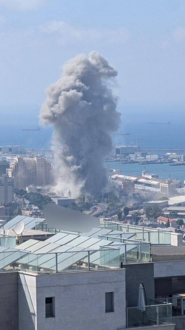 A direct impact from an Iranian ballistic missile reported in Haifa 1 A direct impact from an Iranian ballistic missile reported in Haifa