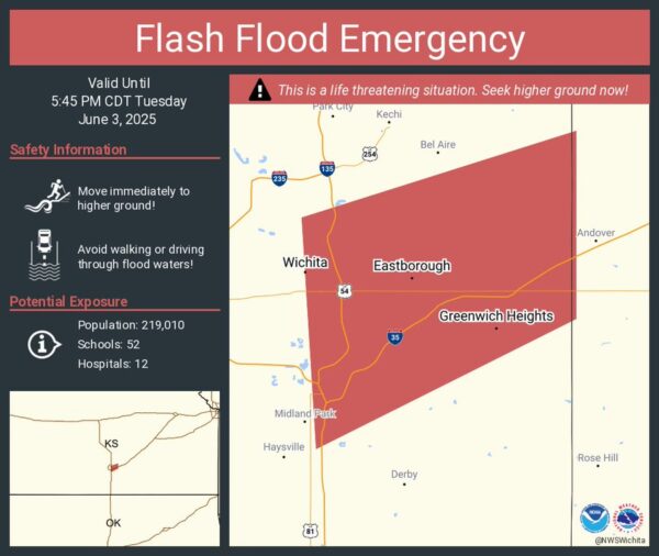 FLASH FLOOD EMERGENCY: 220,000 at Risk in Wichita, KS — Seek Higher Ground Immediatel 1 FLASH FLOOD EMERGENCY: 220,000 at Risk in Wichita, KS