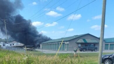 Aircraft Crash in Lowell, Michigan Sparks Massive Fire at Storage Facility