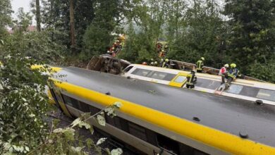 German First Responders at Scene of Train Derailment in Baden-Württemberg
