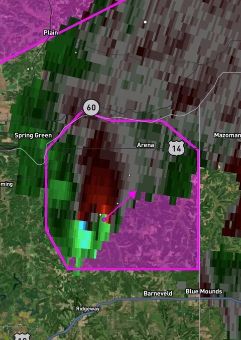 Confirmed Tornado Near Spring Green Wisconsin Prompts Emergency Alert: Take Cover Immediately 1 Confirmed tornado near Spring Green Wisconsin