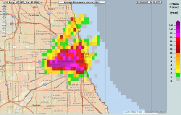 Chicago Hit by 500-Year Rain Event: Nearly 7 Inches Fall in Just 2 Hours 1 Chicago Hit by 500-Year Rain Event: Nearly 7 Inches Fall in Just 2 Hours