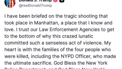 Trump speaks out on the the tragic shooting in midtown Manhattan