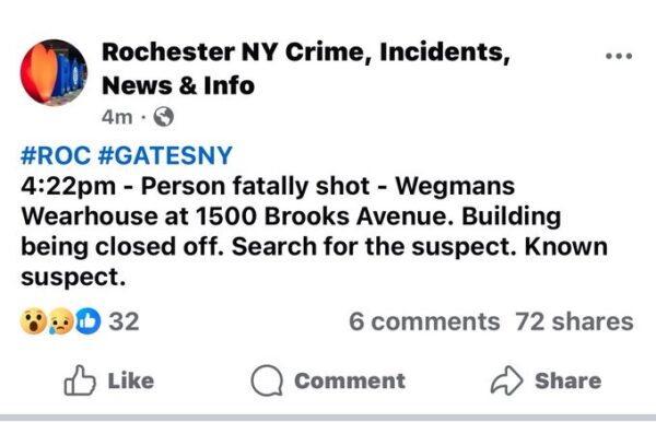 Shooting at Wegmans Warehouse in Rochester Leaves at Least One Dead, Suspect Sought 1 shooting at Wegmans Warehouse Rochester