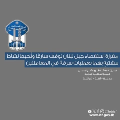 سقوط سارق لبناني خلال ساعات.. وتوقيف مشتبهَين أحدهما سوري 1 سارق