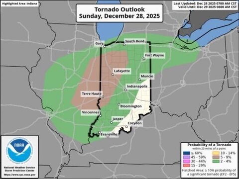 WEATHER ALERT: Tornado Threat Slightly Increased in Indiana and Illinois