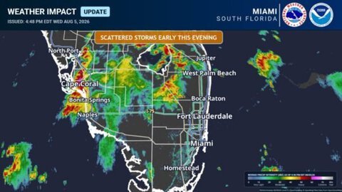 Scattered storms continue across South Florida with isolated strong thunderstorms possible