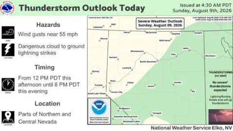 Strong Thunderstorms Possible Across Northern and Central Nevada With 55 MPH Winds 1 Strong Thunderstorms Possible Across Northern and Central Nevada With 55 MPH Winds