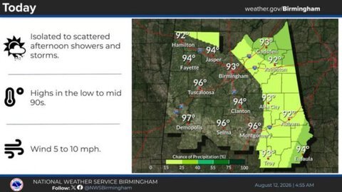 Alabama Faces Hot Wednesday With Storm Chances East and North 1 Alabama Faces Hot Wednesday With Storm Chances East and North