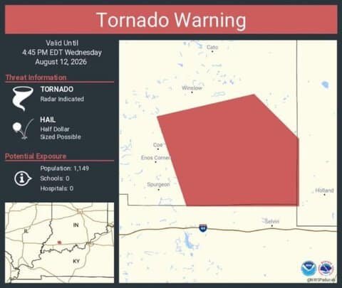 Tornado Warning Issued for Pike County, Indiana Until 4:45 PM EDT