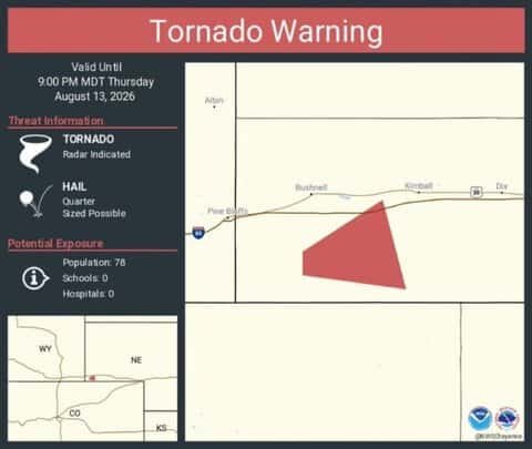 Tornado Warning Continues for Kimball County, Nebraska 1 Tornado Warning Continues for Kimball County, Nebraska