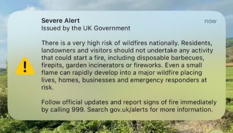 UK Issues Nationwide Emergency Alert as Wildfire Risk Reaches Very High Levels