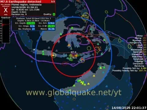 Powerful 7.4–7.6 Magnitude Earthquake Strikes Flores Region, Indonesia