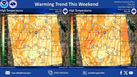 Nevada Weather: Warming Trend Brings Higher Temperatures to Northern and Central Nevada This Weekend