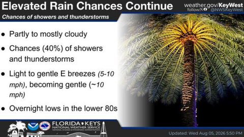 Florida Keys to see continued showers and thunderstorms through Friday