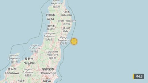 Magnitude 4.6 earthquake strikes offshore Miyagi, Japan