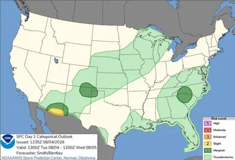 Severe thunderstorms, large hail threaten southern Rockies and Southeast Arizona