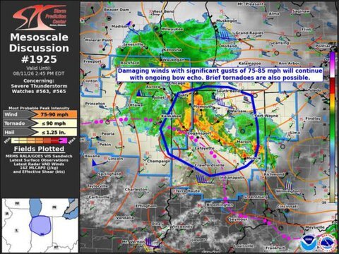 Damaging Winds Up to 85 MPH and Tornadoes Possible Across Midwest