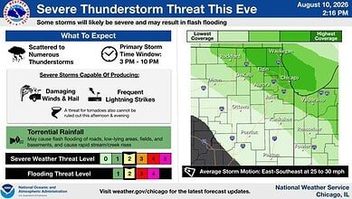 Severe Thunderstorms and Flash Flooding Threaten Chicago Area This Evening