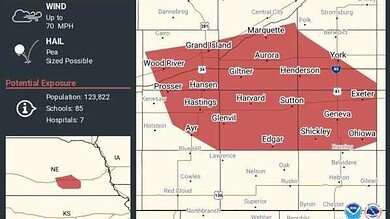 Severe Thunderstorm Warning Issued for Parts of Nebraska