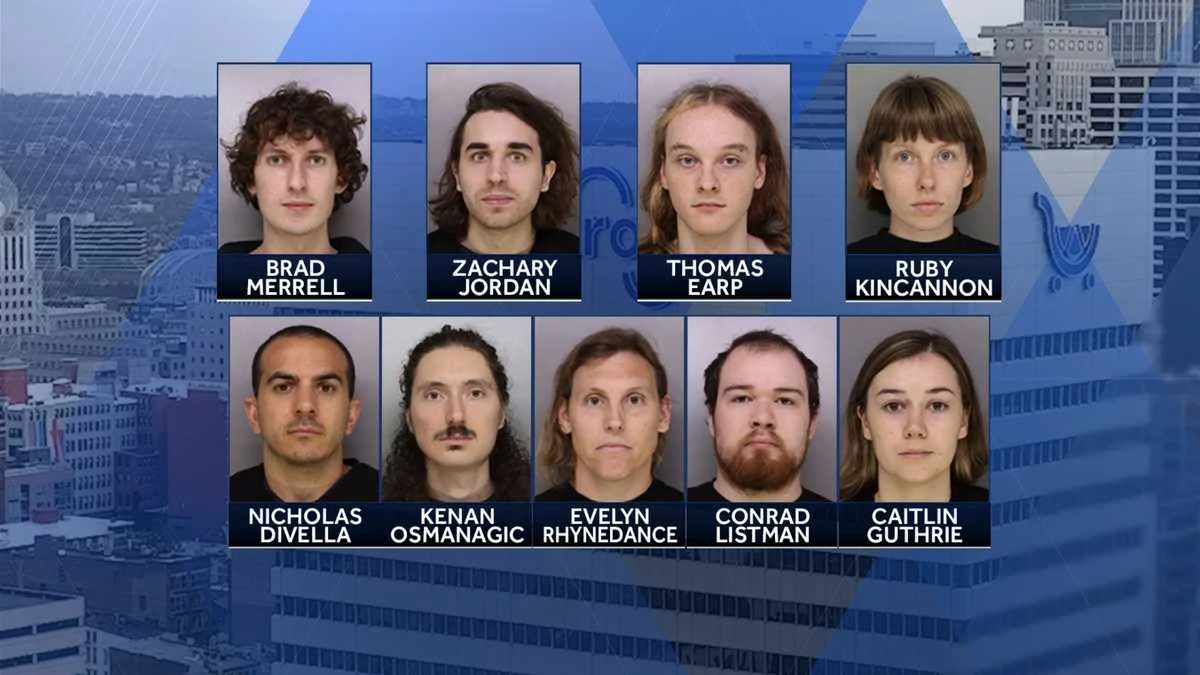 9 protesters arrested