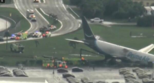 Live Video: Aerial View Shows Prime Air Boeing 767 Crash Scene at Miami International Airport