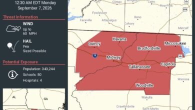 Severe Thunderstorm Warning: Severe Thunderstorm Warning Issued for Tallahassee, Quincy and Midway, Florida