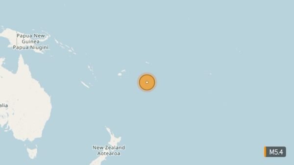 Magnitude 5.4 earthquake strikes near Pangai, Tonga
