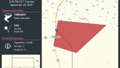 Tornado Warning continues for Canyon, Texas until 8:30 p.m.