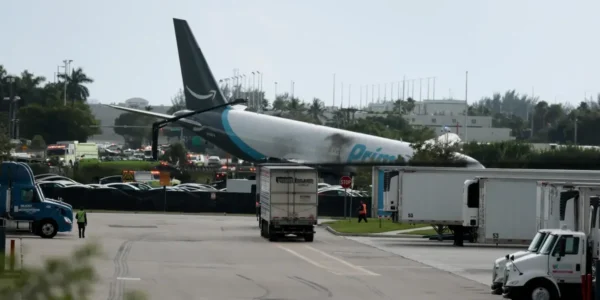Amazon plane crashes into vehicles after overshooting runway in Miami, Florida, as multiple reported injured 1 Amazon plane crashes