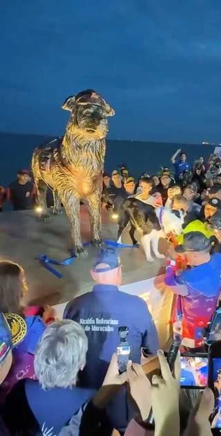 "Ángel de cuatro patas": Venezuela homenajeó a Tsunami con una estatua por sus rescates