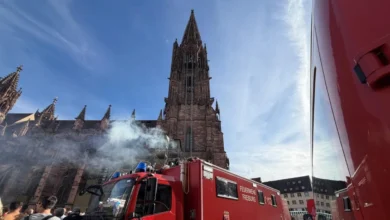 Baden-Württemberg: Brand am Münsterturm: Freiburger Feuerwehr trainiert den Ernstfall