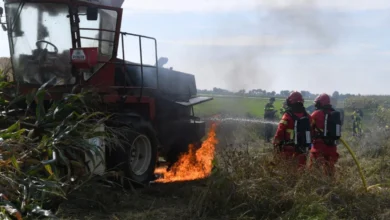 Brandweer rukt uit voor brand op maisland bij Marum